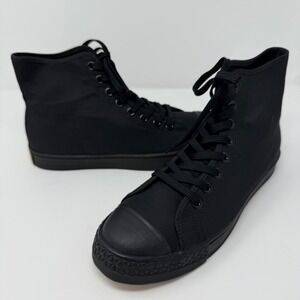 HOOD High Top Sneakers Size 9.5 Black Canvas Lace Up NWB Men's